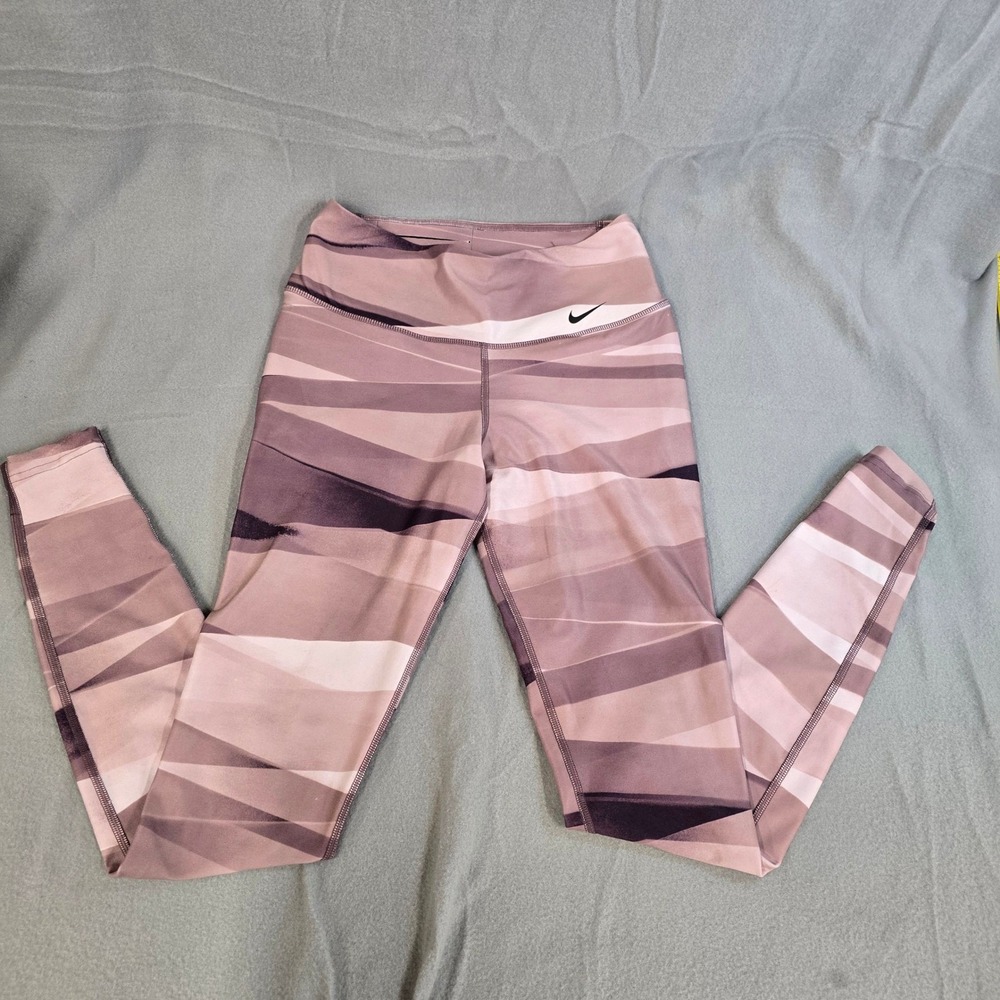 Nike Legend Dri-FIT Leggings Womens XS Mauve Purple Abstract Print HR Yoga